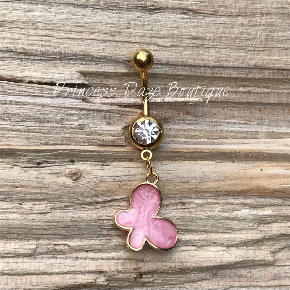 Gold Butterfly‎ Belly Button Ring